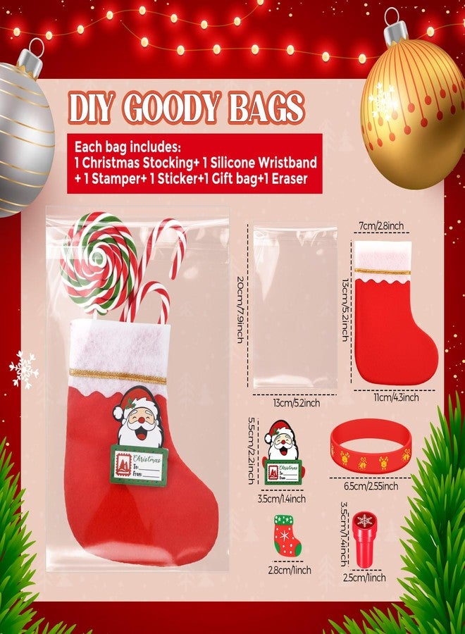 Heentan 144 Pcs Christmas Classroom Gifts for Students Xmas Goodie Bag Fillers for Party Favor Christmas Party Favors Supplies Xmas Silicone Bracelet Stampers Greeting Card Gift Exchange Prize - Image 2